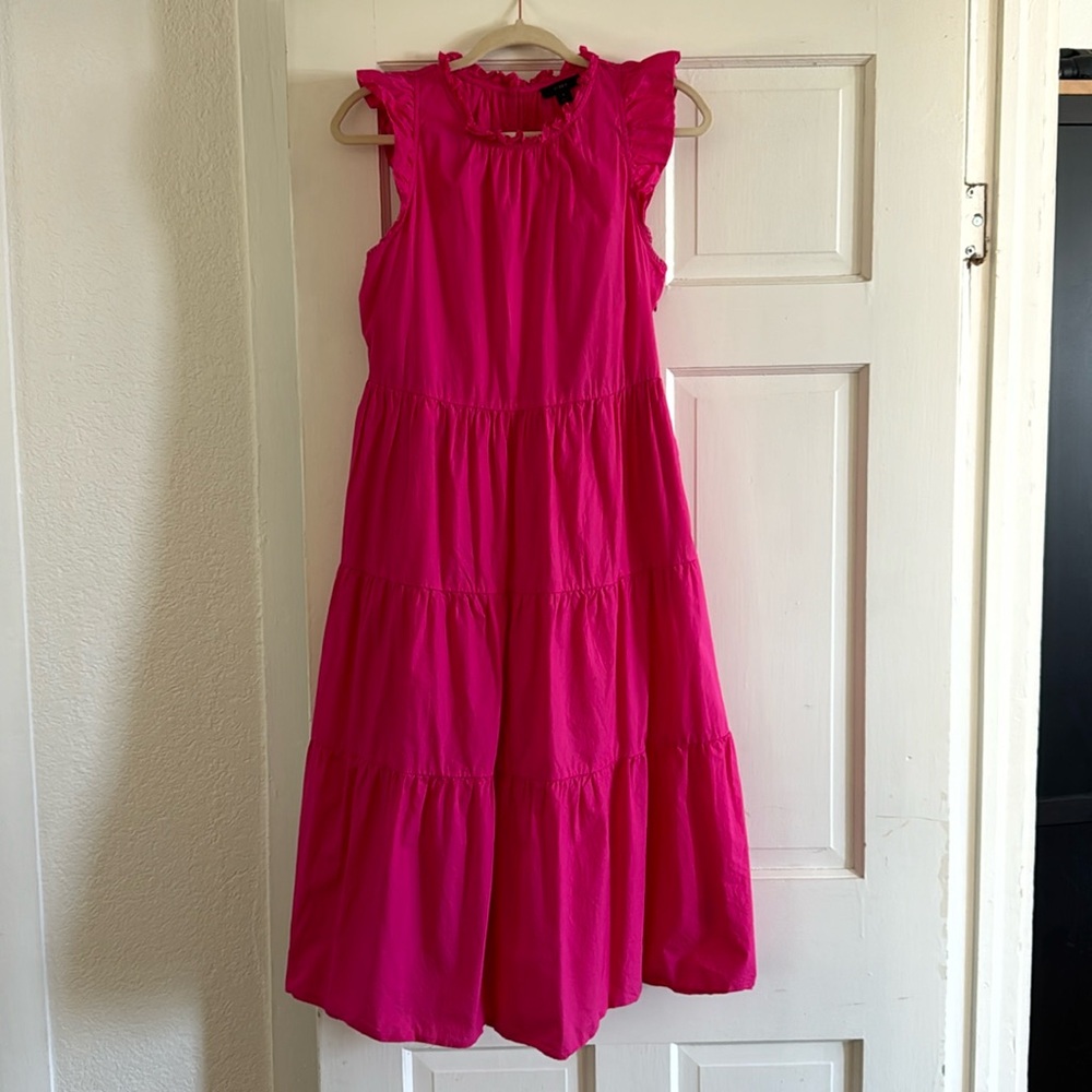 J. Crew hot pink tiered dress